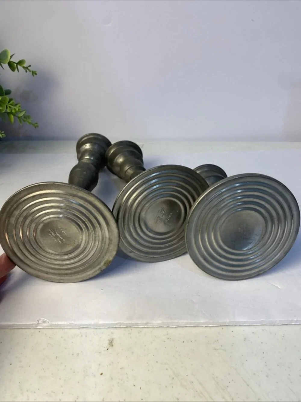 Leonard Genuine Pewter Candle Stick Holders, Weighted, Vintage, Made in Bolivia